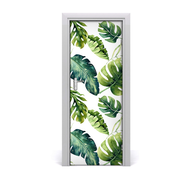 Self-adhesive door veneer Tropical leaves