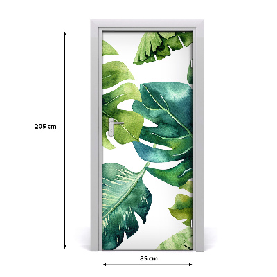 Self-adhesive door veneer Tropical leaves