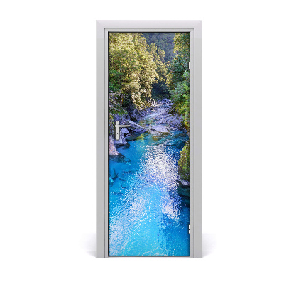 Self-adhesive door sticker River in the forest