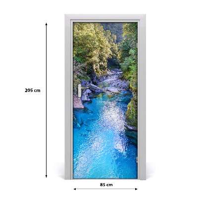 Self-adhesive door sticker River in the forest