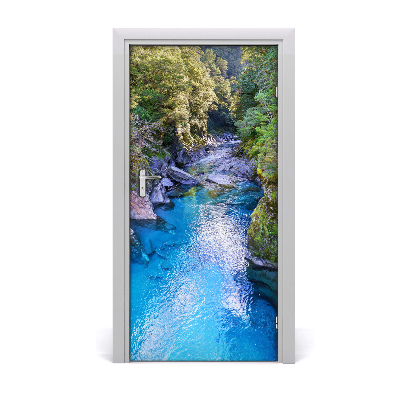 Self-adhesive door sticker River in the forest