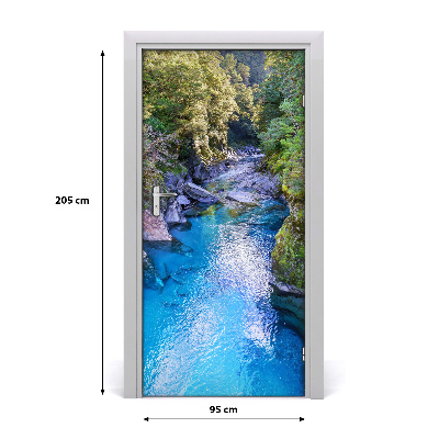 Self-adhesive door sticker River in the forest