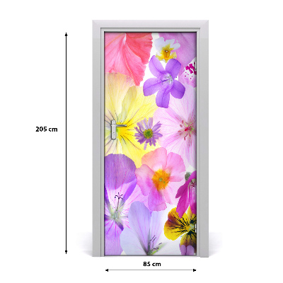 Self-adhesive door veneer Colorful flowers