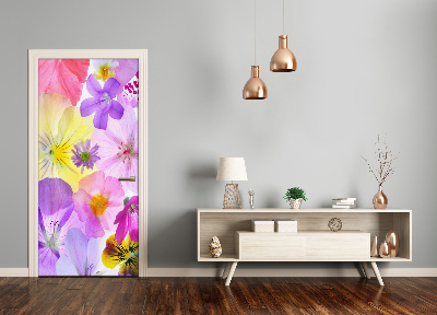 Self-adhesive door veneer Colorful flowers