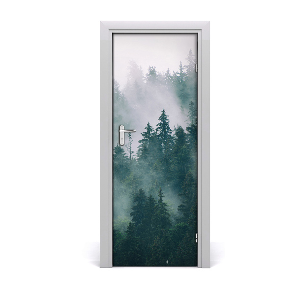 Door wallpaper Fog over the forest