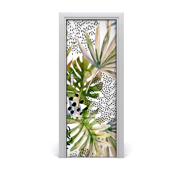 Self-adhesive door veneer Tropical leaves