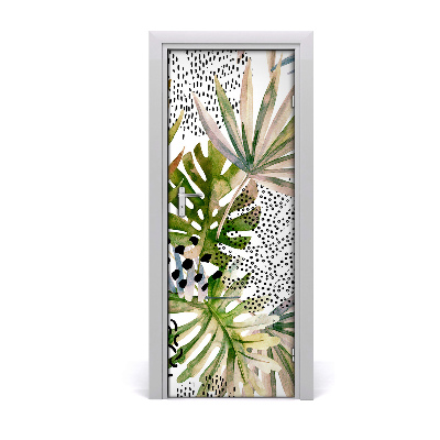 Self-adhesive door veneer Tropical leaves