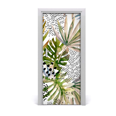 Self-adhesive door veneer Tropical leaves