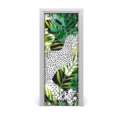 Self-adhesive door veneer Tropical leaves