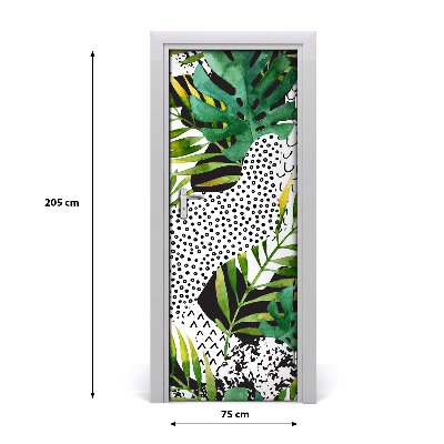 Self-adhesive door veneer Tropical leaves