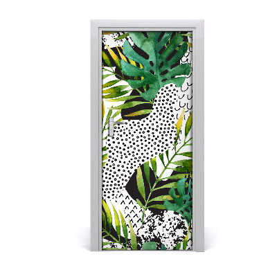 Self-adhesive door veneer Tropical leaves