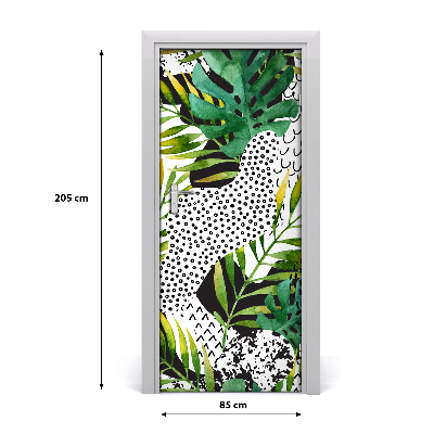 Self-adhesive door veneer Tropical leaves