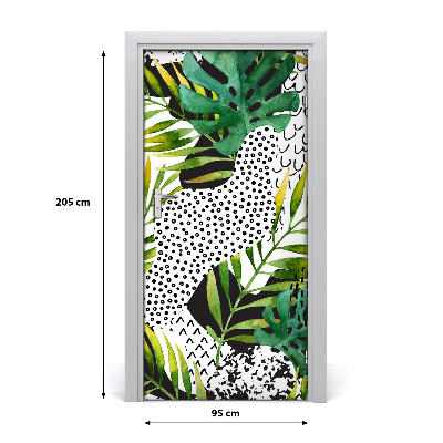 Self-adhesive door veneer Tropical leaves