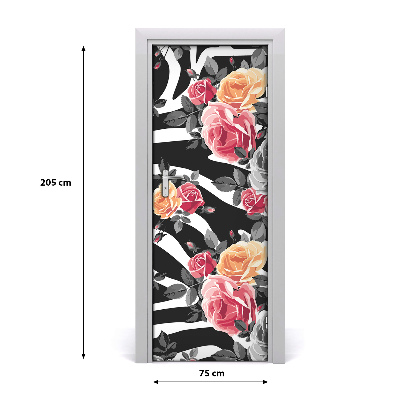 Self-adhesive door veneer Roses zebra