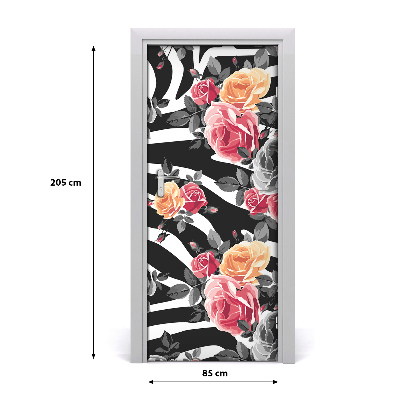 Self-adhesive door veneer Roses zebra