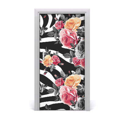 Self-adhesive door veneer Roses zebra