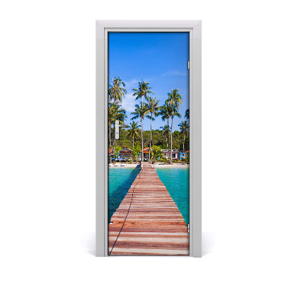 Self-adhesive door wallpaper Tropical path