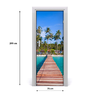 Self-adhesive door wallpaper Tropical path