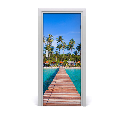 Self-adhesive door wallpaper Tropical path