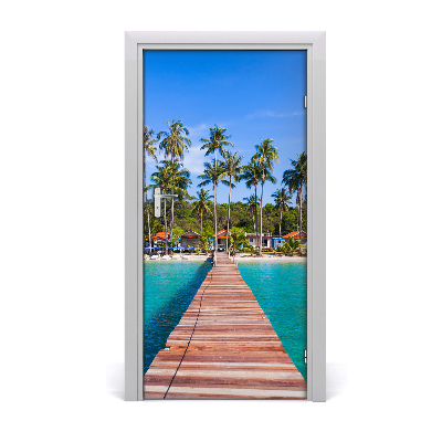 Self-adhesive door wallpaper Tropical path