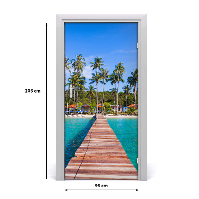 Self-adhesive door wallpaper Tropical path