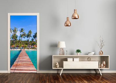 Self-adhesive door wallpaper Tropical path