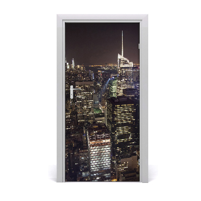 Self-adhesive door wallpaper New york by night