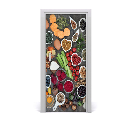 Self-adhesive door sticker Healthy food