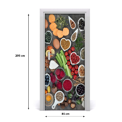 Self-adhesive door sticker Healthy food