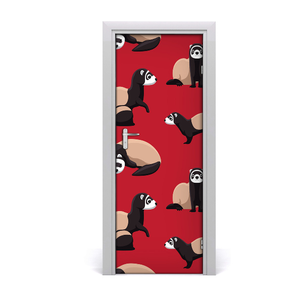 Self-adhesive door sticker The wall of ferret