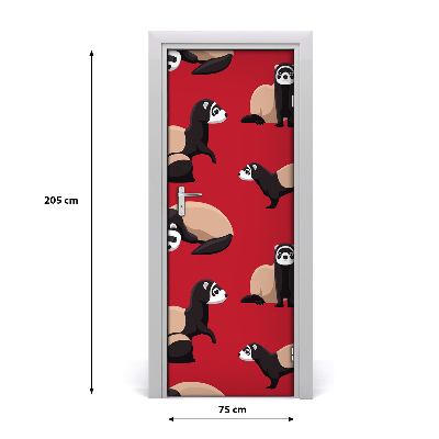 Self-adhesive door sticker The wall of ferret