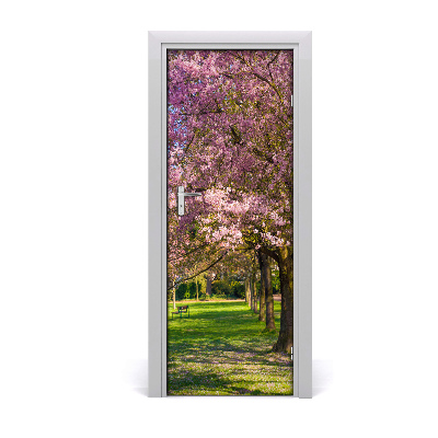 Door wallpaper Cherry trees