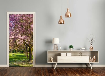 Door wallpaper Cherry trees