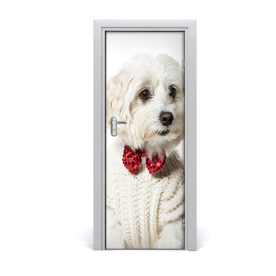 Self-adhesive door sticker Dog in a bow tie