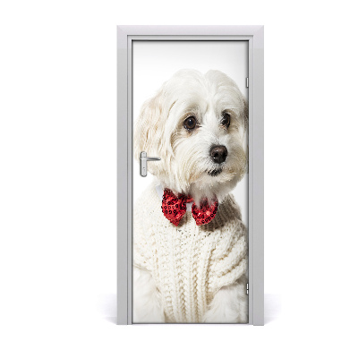 Self-adhesive door sticker Dog in a bow tie