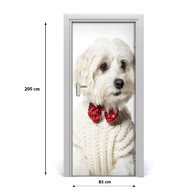 Self-adhesive door sticker Dog in a bow tie