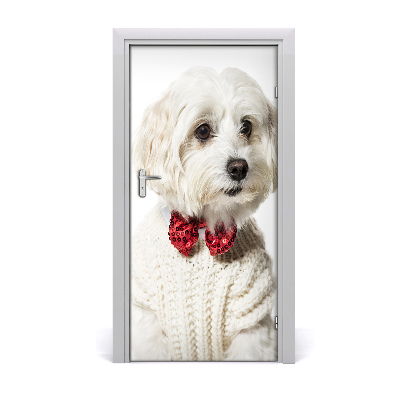 Self-adhesive door sticker Dog in a bow tie