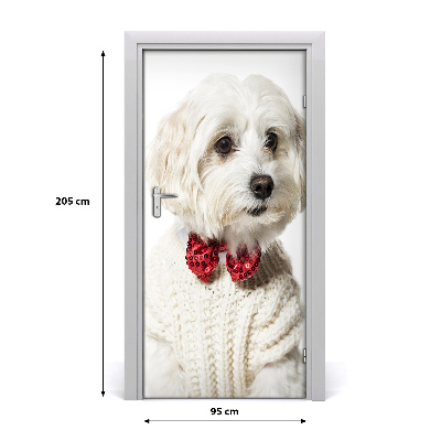 Self-adhesive door sticker Dog in a bow tie