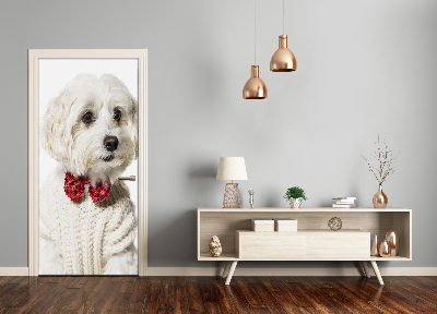 Self-adhesive door sticker Dog in a bow tie