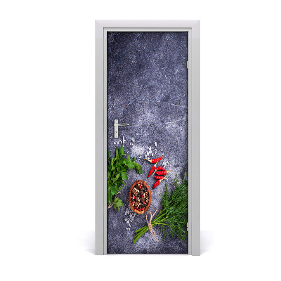 Self-adhesive door sticker Herbs and spices