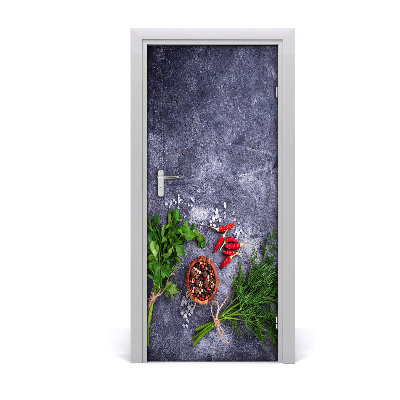 Self-adhesive door sticker Herbs and spices