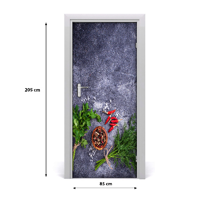 Self-adhesive door sticker Herbs and spices