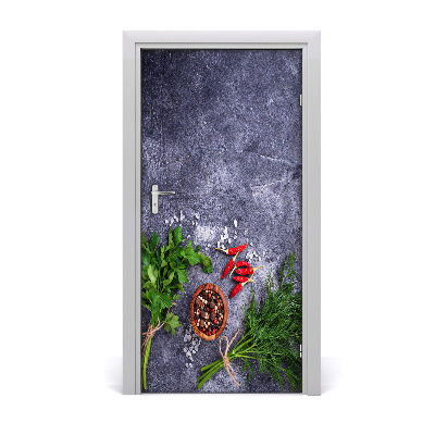 Self-adhesive door sticker Herbs and spices