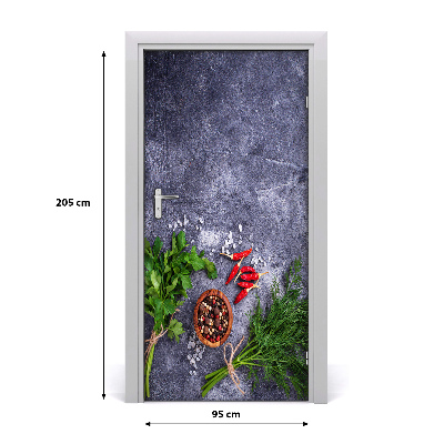 Self-adhesive door sticker Herbs and spices