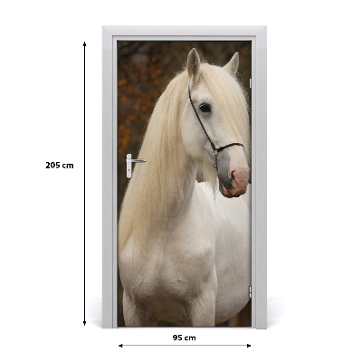 Self-adhesive door sticker Wall white horse