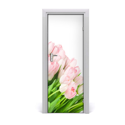 Self-adhesive door veneer Pink tulips