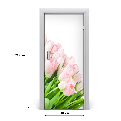 Self-adhesive door veneer Pink tulips