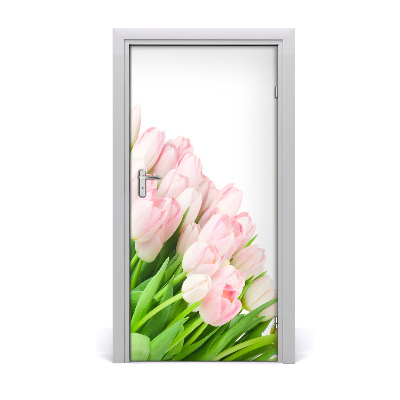 Self-adhesive door veneer Pink tulips