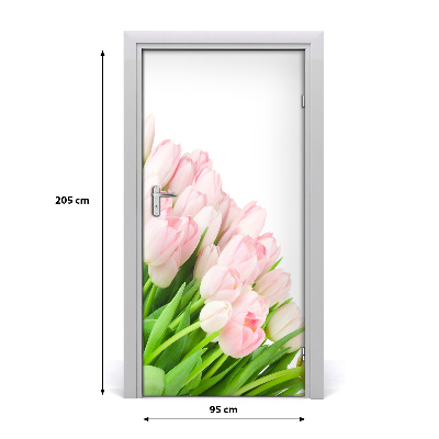 Self-adhesive door veneer Pink tulips