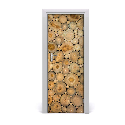 Self-adhesive door wallpaper Stumps of wood